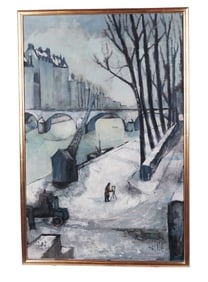 Oil on Canvas Cityscape, signed LePine