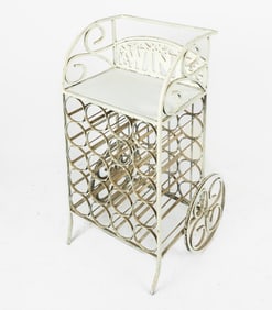 Painted Iron Rolling Wine Cart
