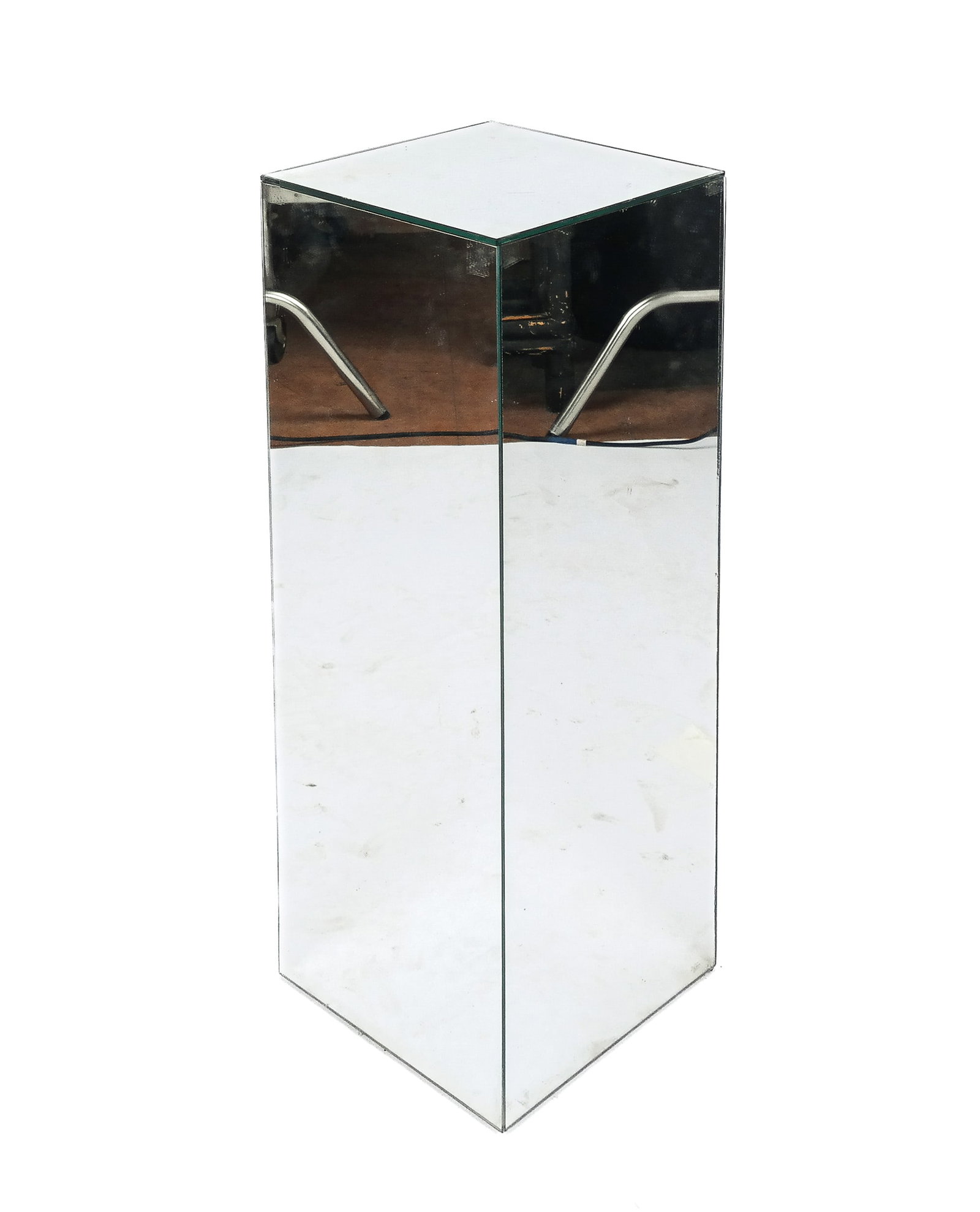 Mirrored Pedestal: Mirrored pedestal. [28.5" H x 10.5" Square]. Condition is good with some separation of glass. From the collection of Sue and Cliff Freeman.