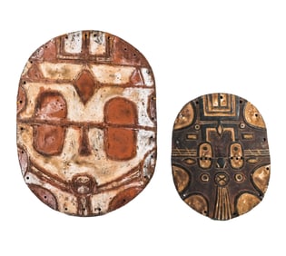 2 Carved & Painted Congolese Teke Masks