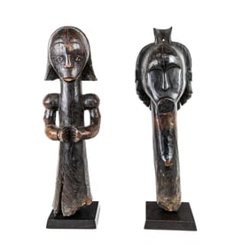 2 Carved Fang Byeri Reliquary Guardian Figures