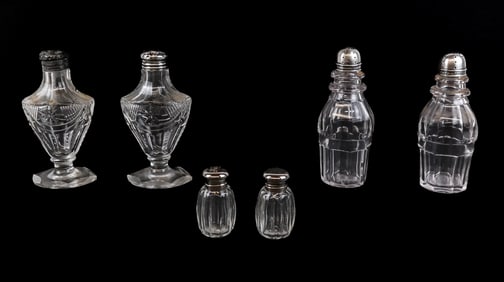 English Silver, Silver and Metal 3 Pairs Salts, 6