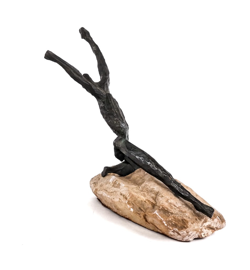 Brutalist Bronze Figural Sculpture on Stone (1 of 12)