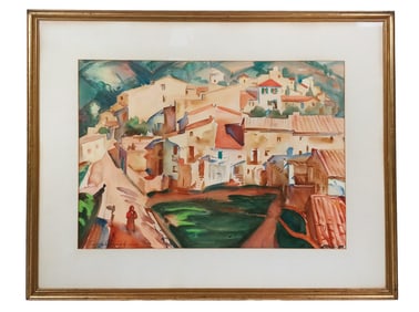 Ferris CONNAH: Village Scene - Watercolor