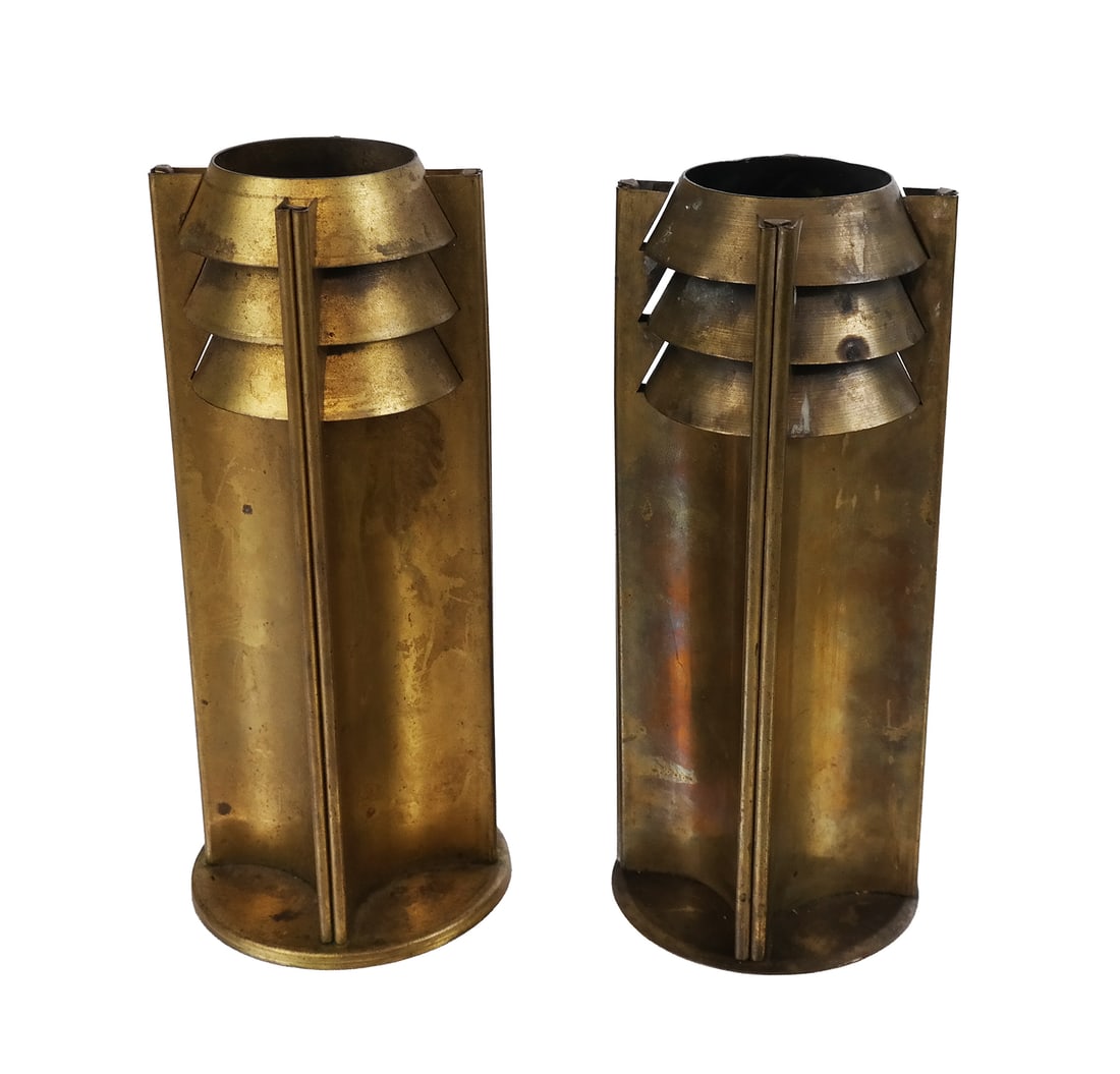 Pair of Art Deco Brass Candlesticks (1 of 6)