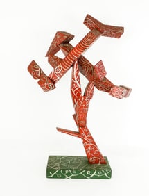 Outsider Art Painted Wood Sculpture, M. Hasan