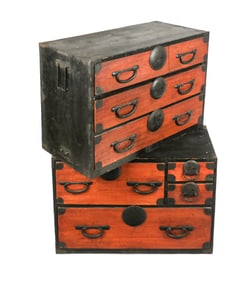Japanese Tansu Portable Storage 2 Part Chest