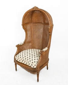 French Provincial Caned and Hooded Chair