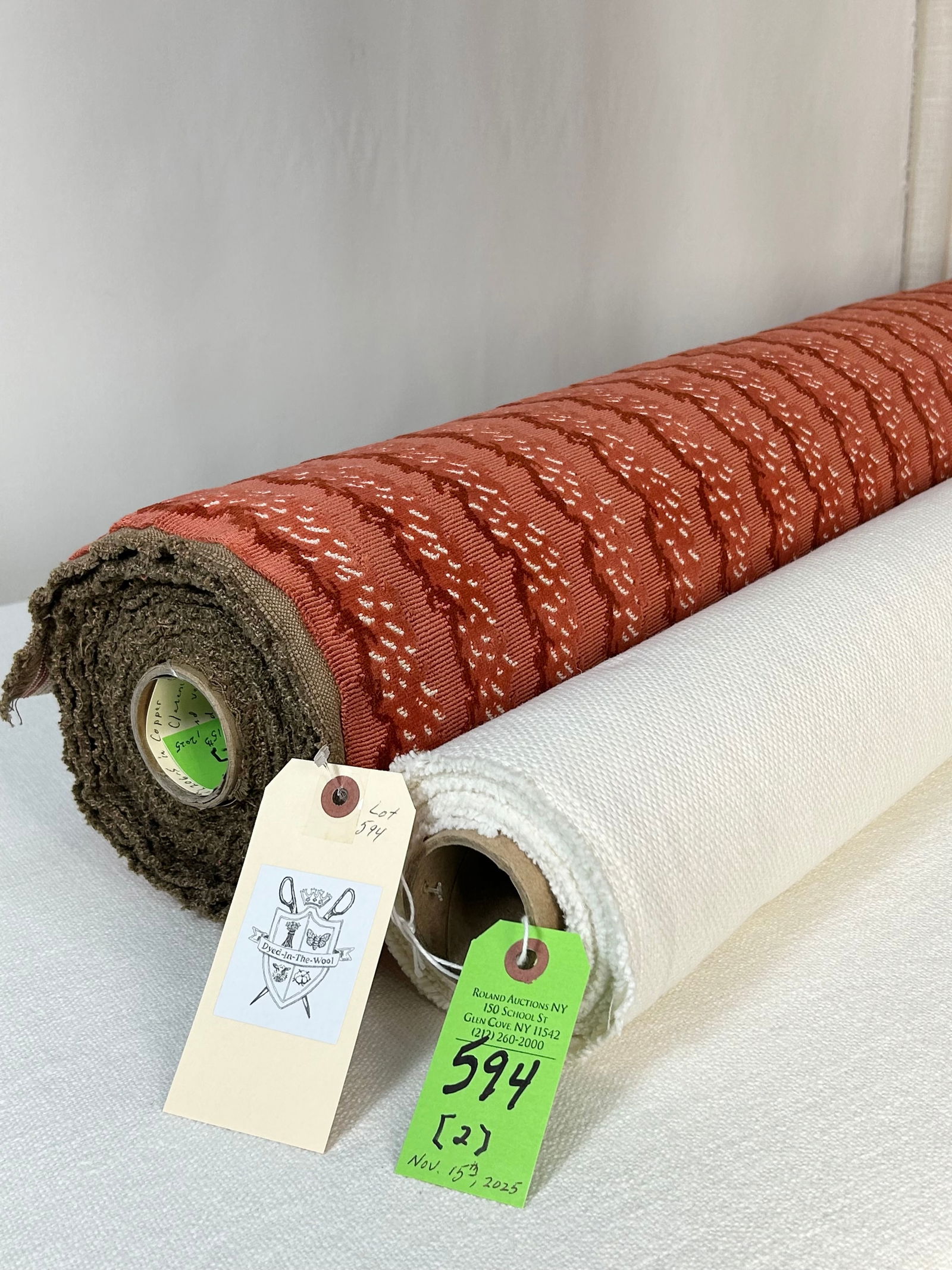 Holly Hunt Linen And Clarence House Velvet Fabric: 1) 4 3/4 pristine yards of Holly Hunt's "Weathered Alabaster" heavy ivory linen, 54 1/2" width. Perfect for benches and pillows, in great condition. 2) 6 1/4 yards of classic Clarence House's French j