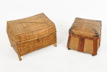 Two Chinese Woven Storage Baskets
