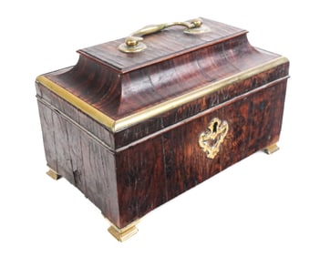 Georgian Rosewood Tea Caddy as a Jewelry Chest