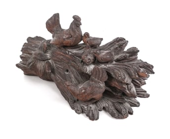 Black Forest Carved Wood Box with Chickens