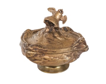 Art Nouveau Bronze Dore Box with Bell Finial