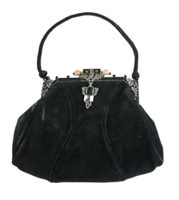 Art Deco Suede and Decorated Purse
