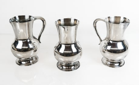 Puiforcat Set of 3 Silver Plate Water Jugs / Pitch