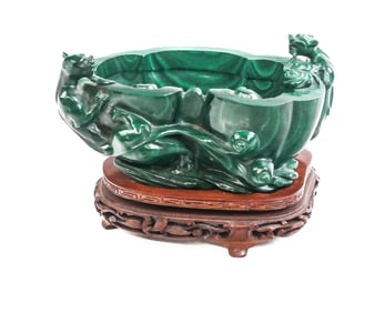 Chinese Carved Malachite Dish