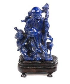 Chinese Carved Lapis Lazuli Figure of Li Tieguai