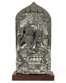 Carved Pala Period Blackstone Stele Relief