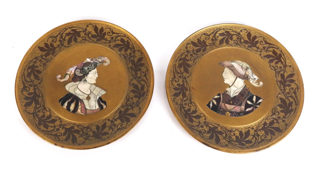 J. F. Krayser Sohn Inlaid Metal Portrait Plates, 2 (1 of 11)