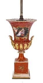 Paris Porcelain Urn Mounted as a Lamp