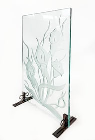 Frosted Glass Panel with Callow Lillies