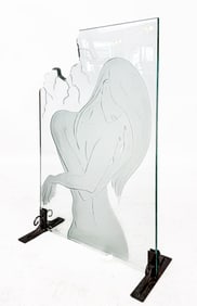 Frosted Glass Panel with a Silhouette of a Woman
