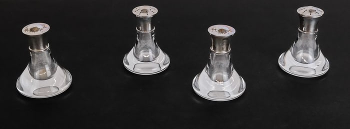 Steuben Glass & Sterling Salt & Pepper Shakers, 4