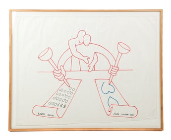 Mark KOSTABI Marker on Paper Figural Scene