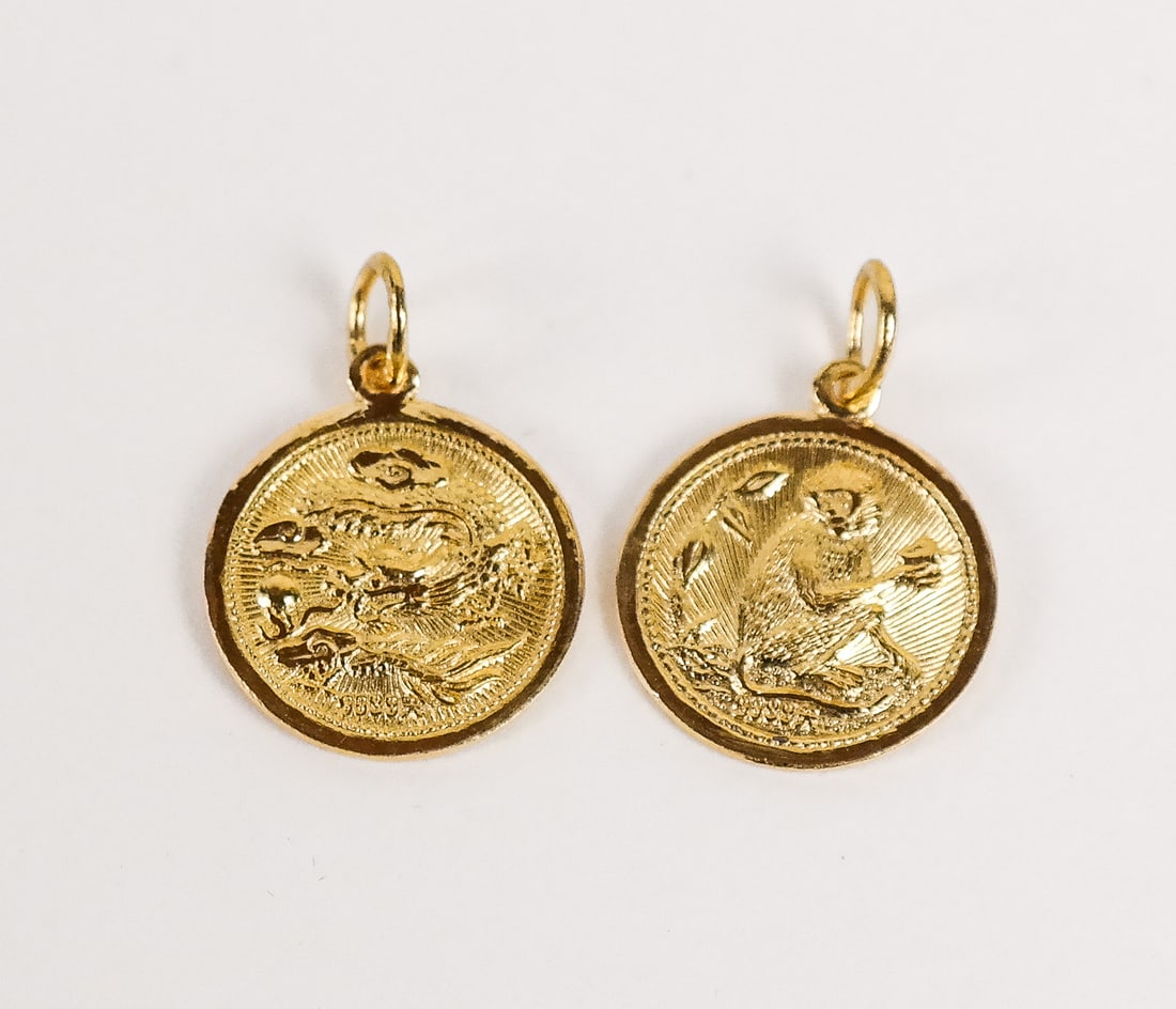 24K Gold Chinese Coin Pendants/Charms, 2 (1 of 9)