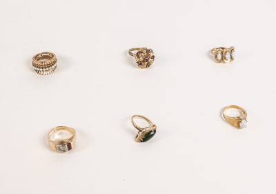 Assorted 14K Gold Rings, 6