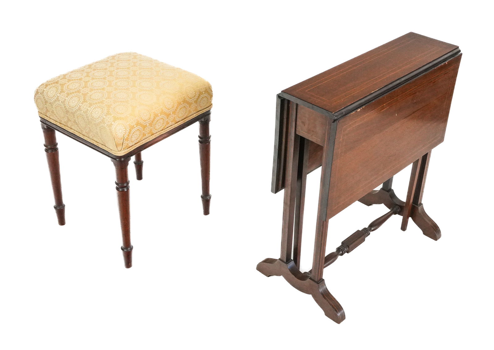 Inlaid Drop-Leaf Table And A Bench (1 of 8)