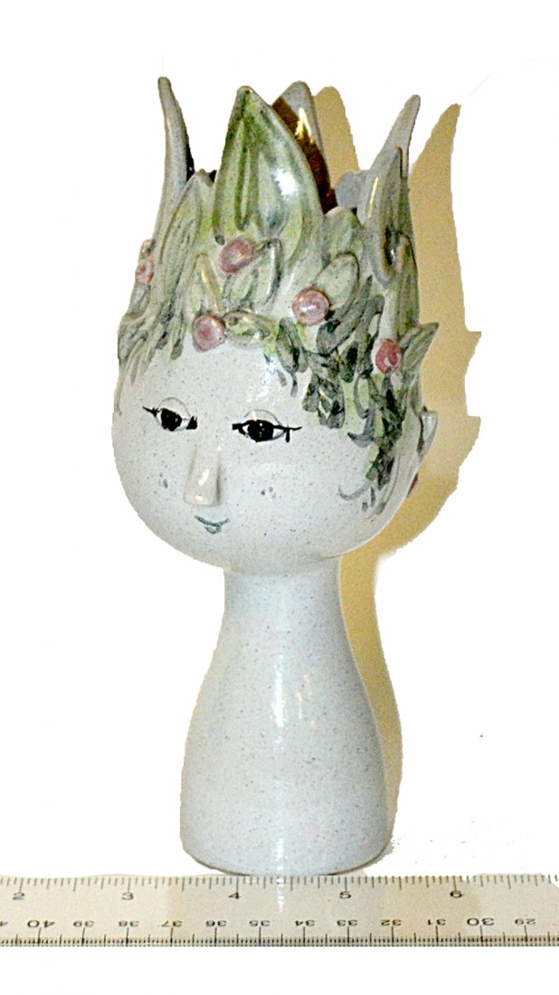 Bjorn Wiinblad- Figural Vase: Decorated vase. Signed "Bjorn Wiinblad". [7 1/2"H]