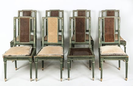 Set of 8 Italian Neoclassical Painted Side Chairs