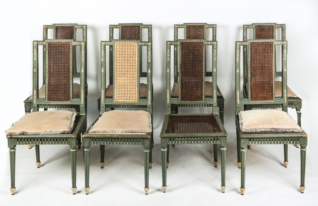 Set of 8 Italian Neoclassical Painted Side Chairs (1 of 18)