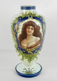 Antique Hand-Painted Opaline Glass Vase