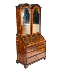 Georgian Burlwood Secretary Bookcase