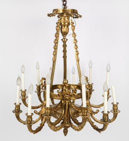 Louis XVI Gilt Bronze 12 Light Chandelier