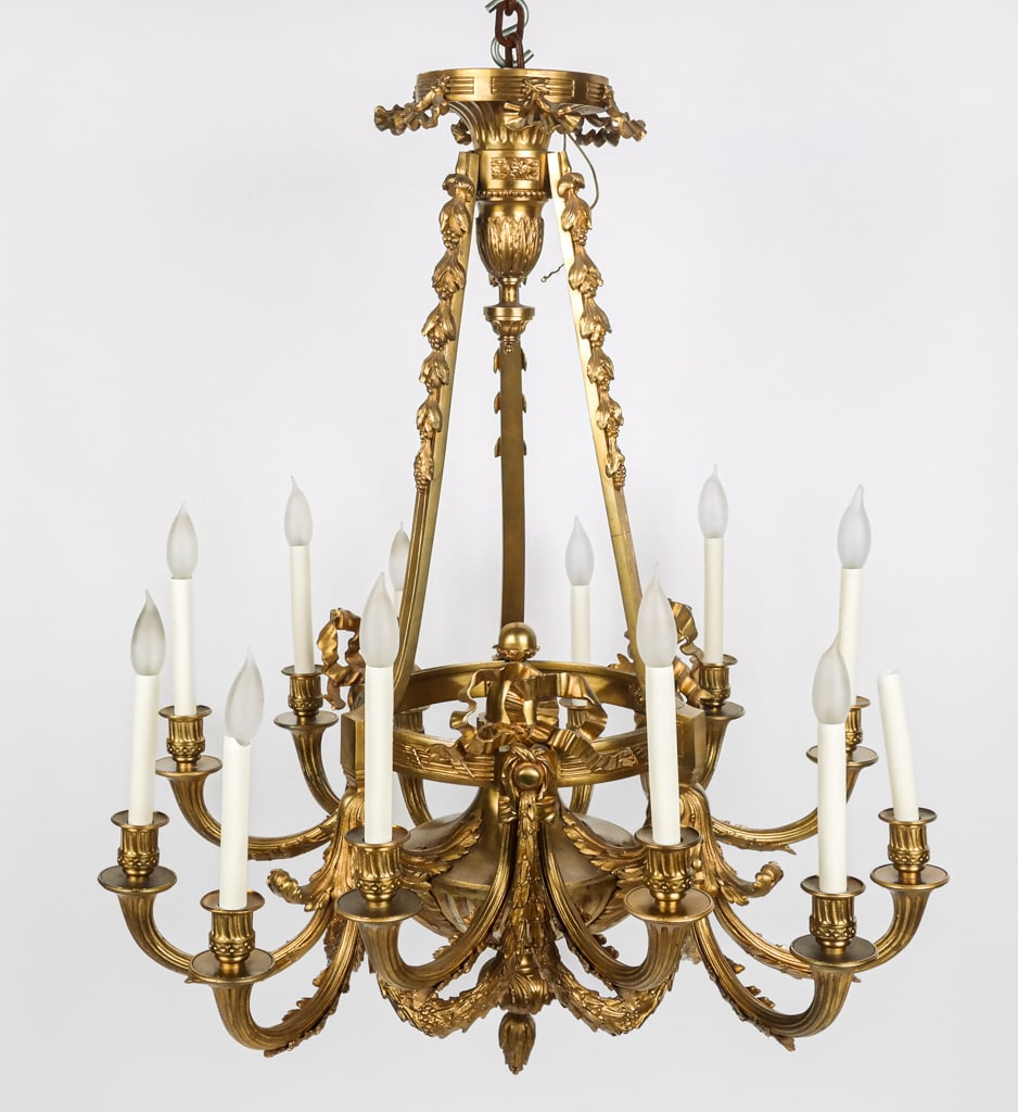 Louis XVI Gilt Bronze 12 Light Chandelier (1 of 12)