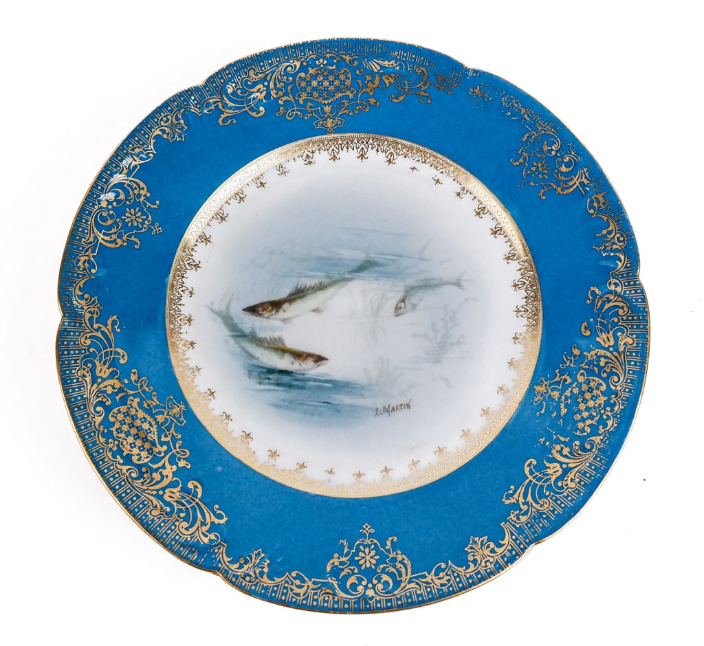Theodore Haviland Hand-Painted Fish Plates, 12 (1 of 14)