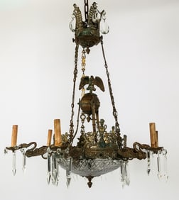 Russian Empire Bronze and Crystal Chandelier