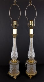 Pair of Empire Glass and Gilt Metal Table Lamps