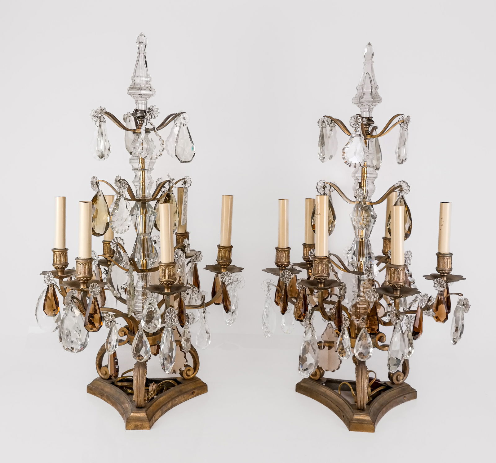Pair of Louis XVI Gilt Metal & Crystal Girandoles (1 of 13)