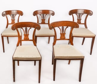 Set of Biedermeier Carved Side Chairs, 5