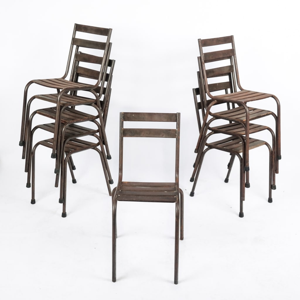 Set of Vintage Industrial Metal Stackable Chairs (1 of 11)