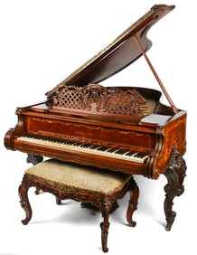 Steinway & Sons Dutch Rococo Parquetry Piano/Bench