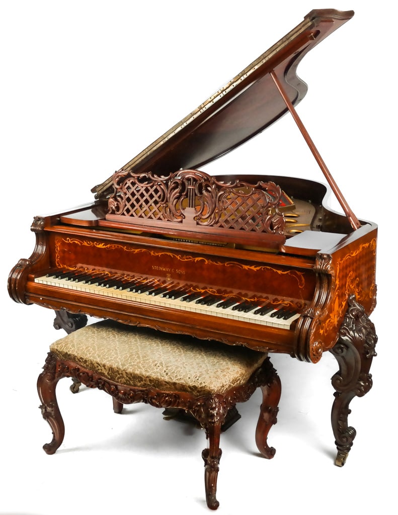 Steinway & Sons Dutch Rococo Parquetry Piano/Bench (1 of 20)