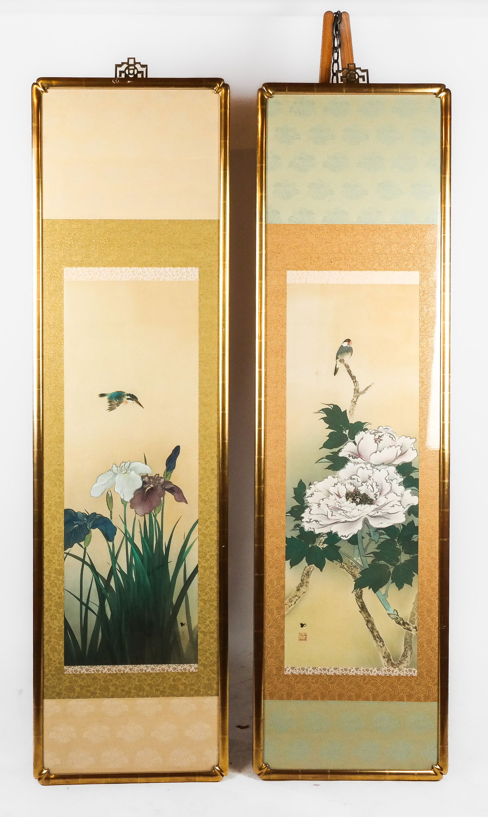 Chinese Pair Ink on Silk Still Life Paintings (1 of 19)