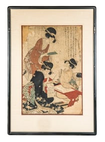 Kitagawa UTAMARO, Women Writing Woodblock Print
