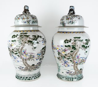 Chinese Pair of Palatial Porcelain Ginger Jars