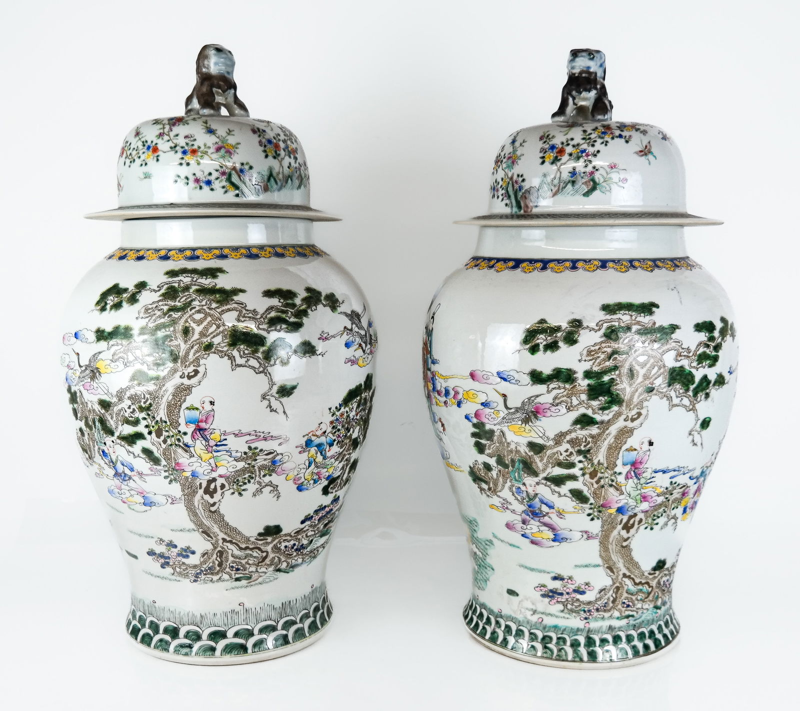 Chinese Pair of Palatial Porcelain Ginger Jars (1 of 19)